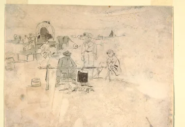 Teckning, Två studier av en hornblåsare, 1862-64