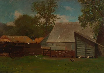 Gårdsgård med ankor och höns, 1872-73.