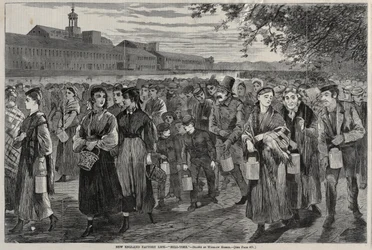 New England Factory Life - Bell-Time, 1868.