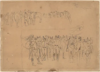 Officerare och hästar i vila, 1864.