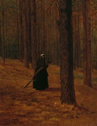 Gammal kvinna samlar borste, 1865