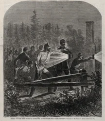 Rebeller utanför deras verk i Yorktown Reconnoitering with Dark Lanterns, 1862.