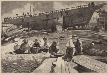 Ship-Building, Gloucester Harbor, publicerad 1873.