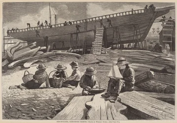 Ship-Building, Gloucester Harbor, publicerad 1873.