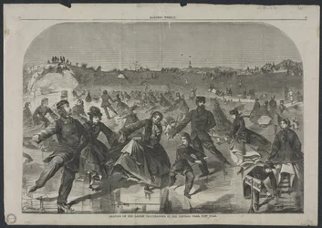 Skridskoåkning på Ladies Skating Pond i Central Park, New York, 1860.