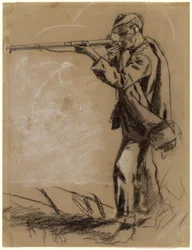 Soldat tar sikte [recto], 1864.