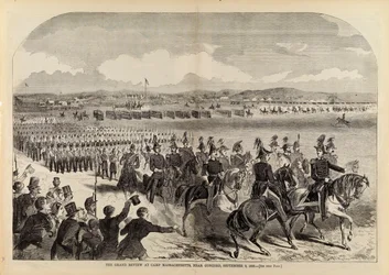 The Grand Review vid Camp Massachusetts, nära Concord, 9 september 1859, från Harper