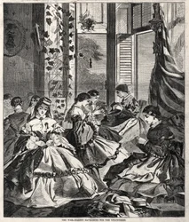 The War - Making Havelocks for the Volunteers, 1861.