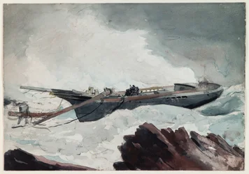 The Wrecked Schooner, ca 1900-10 (akvarell  kol på papper)