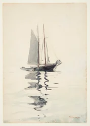 Tvåmastad Schooner med Dory