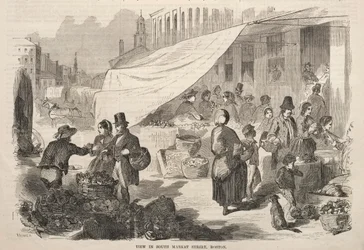 Utsikt på South Market Street, Boston, 1857.