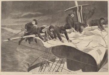Winter at Sea - Taking in Sail Off the Coast, publicerad 1869.