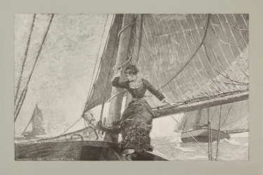 Flicka på segelbåt