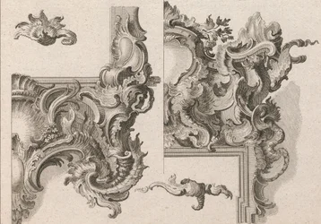 Förslag till dekoration av nedre högra och övre högra delen av en altarram..., tryckt ca. 1750-56.