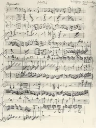 Början av pianosonaten i a-moll. KV310. Autograf. 1778