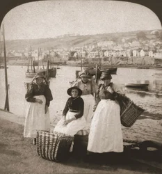 Fishwives i Newlyn, Cornwall, 1900.