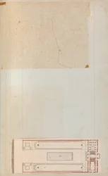 Sida från en klippbok som innehåller ritningar och flera utskrifter av arkitektur, Int..., ca. 1800-1850. Skapare: Workshop av Charles Percier, Workshop av Pierre François Léonard Fontaine.