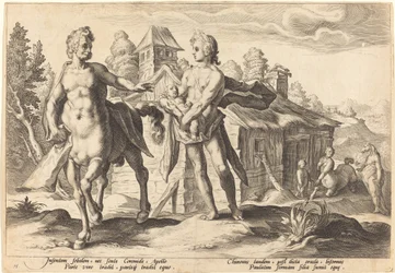 Apollo anförtror Chiron utbildningen av Asclepius