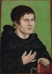 tyska: Posthumes Bildnis Martin Luthers (1483-1546) als Augustinermönch Postumt porträtt av Martin Luther som Augustinermunk