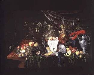 Stilleben med frukt och en hummer (olja på duk)