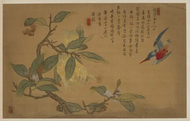 Fågel, frukt och blommor, Qingdynastin, 1741.