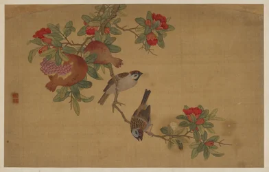Fåglar, frukt och blommor, Qingdynastin, 1741.