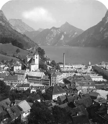 Ebensee och sjön Traun, Salzkammergut, Österrike, c1900-talet.