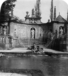 Fontän, Hellbrunn slott, Salzburg, Österrike, c1900.