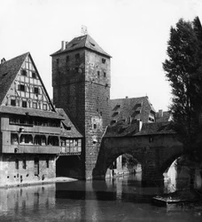 Henkersteg The Hangmans Bridge, Nürnberg, Bayern, Tyskland, c1900-talet.