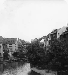 Fleischbrucke Meat Bridge, Nürnberg, Tyskland, c1900-talet.