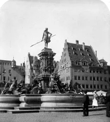 Neptunusfontänen, Nürnberg, Tyskland, ca 1900-talet.