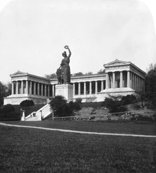 Ruhmeshalle och Bavaria-statyn, München, Tyskland, ca 1900