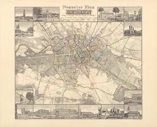Historisk karta över Berlin, utgiven av Verlag von Gebrueder Rocca, Berlin 1838
