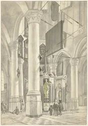 Utsikt i Nieuwe Kerk i Delft, med gravmonumentet William av Orange