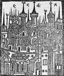 Träsnitt från The Chronicle of Englonde, 1497