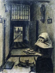 Nunna med två katter,