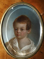 ""Porträtt av poeten Alexander Sergeyevich Pushkin (1799-1837) som barn) Målning av Xavier de Maistre (1763-1852) 1802 State Museum of A.S. Pushkin, Moskva