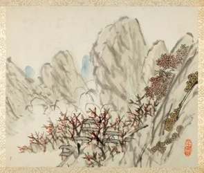 Album med landskapsbilder och kalligrafi för Liu Songfu