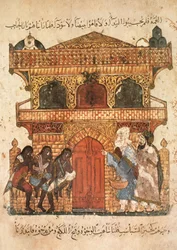 Ms Ar 5847 f.120, En dams palats, ur Maqamat av Al Hariri, ca 1240