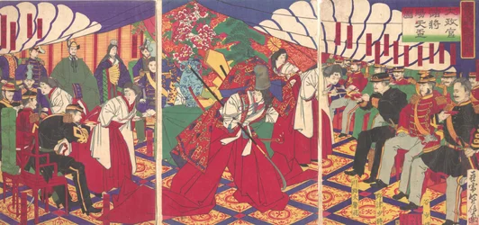 Kommendörer som tar emot kejsarens drickskoppar, 1886 Meiji 19.