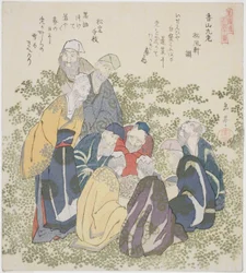 The Nine Old Men of Mount Xiang (Kozan kyuro), från serien "A Set of Famous Numbers for the Katsushika Circle (Katsushikaren meisu juban)"