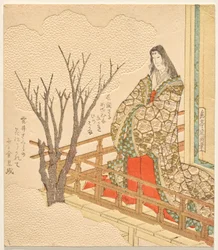 Poeten Ono no Komachi beundrar körsbärsblommor