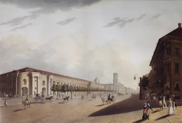 The Great Gostiny Dvor Merchant Yard i St Petersburg, 1820-talet