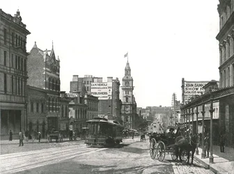Bourke Street österut, Melbourne, Australien, 1895.