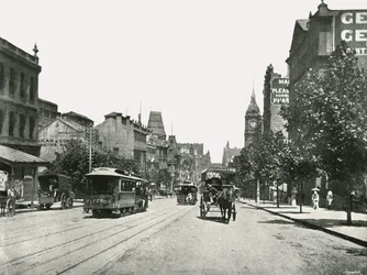Collins Street, västerut från Russell Street, Melbourne, Australien, 1895.