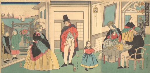 Utlänningar som åtnjuter en bankett, 2:a månaden, 1862.