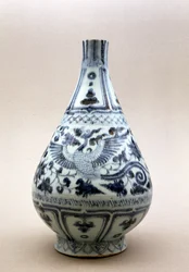 Blå och vit vas, Yuan-dynastin (1206-1368) (keramik)