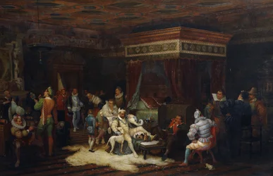 Duc de Guises ankomst till kung Henrik III:s kammare i Fontainebleau, 1861