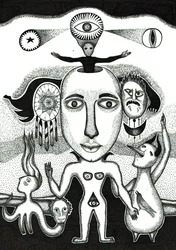 Ritual , 2018 (bläckteckning på papper)