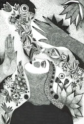 Soul Flowers, 2019 (bläckteckning på papper)